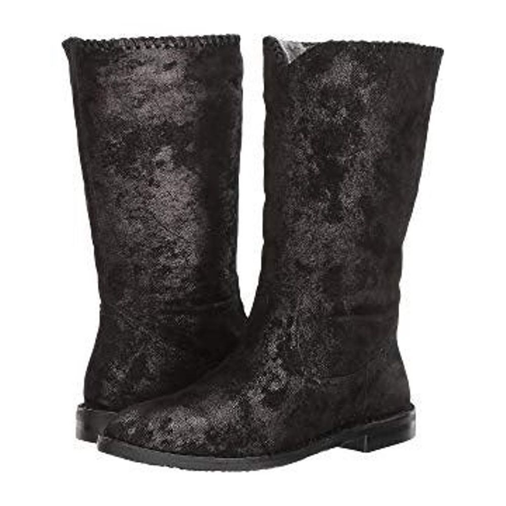 Trask Audra Black Metallic Suede Genuine Shearling Lined Boot Sz 10 Winter